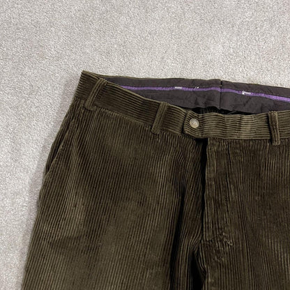 Hiltl corduroy pants loose khaki green Thick wide wale chunky jumbo cord trousers