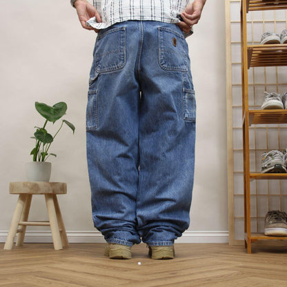 Carhartt baggy carpenter jeans y2k Loose straight blue thick denim cargo pants