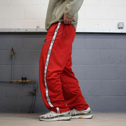 Y2k baggy SOHK embroidered tracksuit bottoms red embroidered logo tape side stripes loose trackies