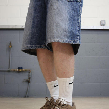 Vintage Y2k baggy shorts skater style blue Wide leg WBJ denim summer festival jorts