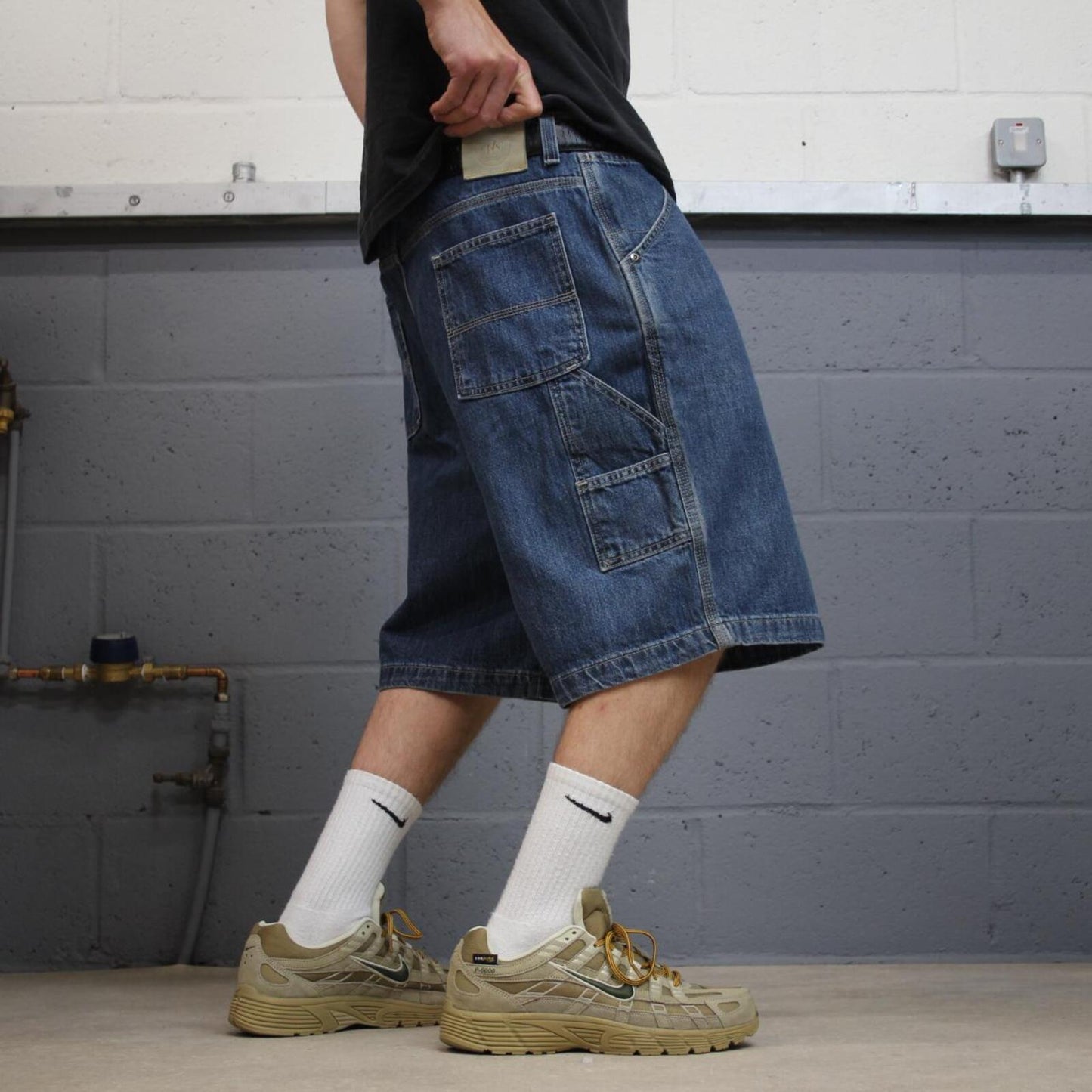 Baggy denim carpenter shorts cargo blue Member's Mark skater surf style jorts