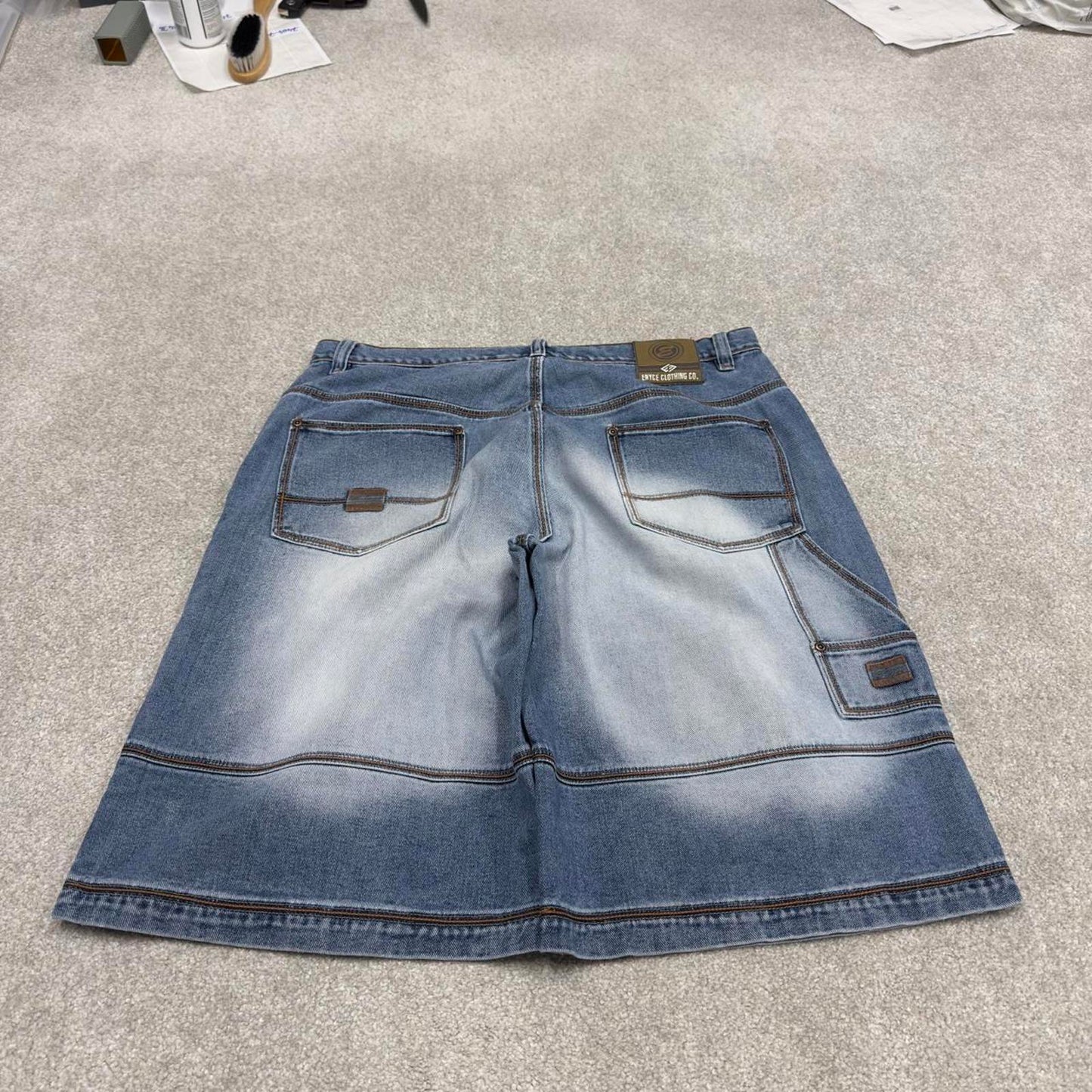 Y2k baggy Enyce carpenter shorts skater style blue Loose wide leg summer festival shorts