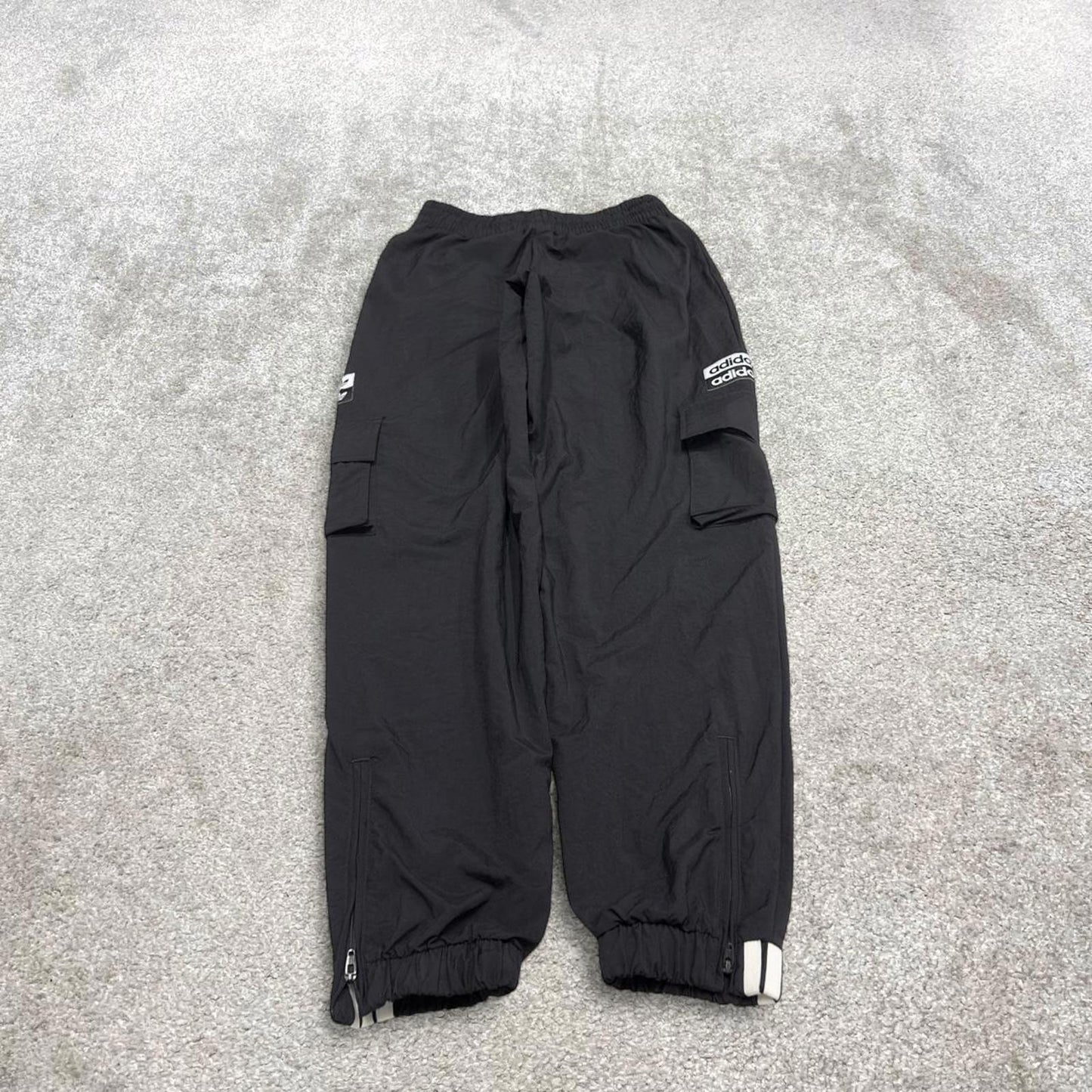 Y2k Adidas tracksuit bottoms XS 00s style black sportswear joggers cargo track pants trackies