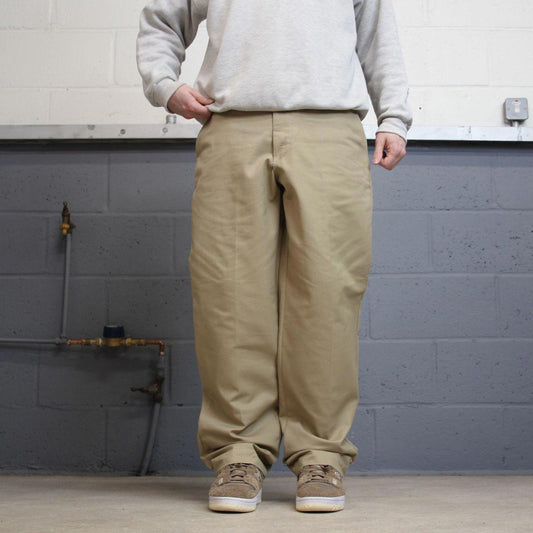 Vintage y2k baggy work pants beige Loose chino style skate trousers Red Kap workwear patch logo