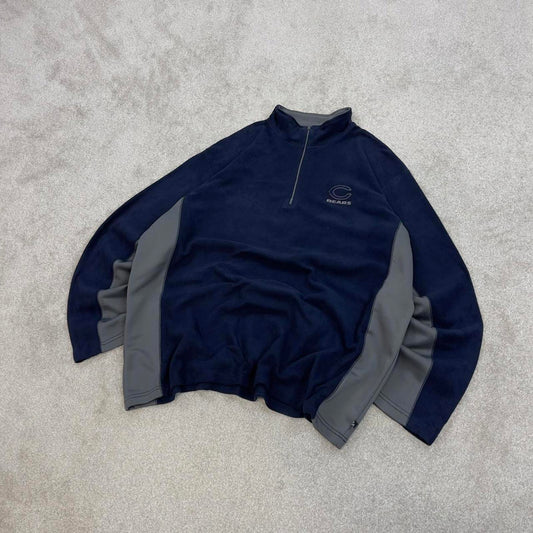 Y2k NFL technical fleece 1/4 zip XXL navy grey quarter zip up autumn chicago bears NFL embroidery