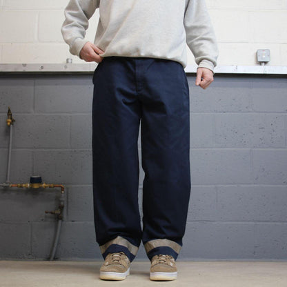 Loose vintage work pants faded navy Red Kap twill chino skate style trousers hi vi's detail