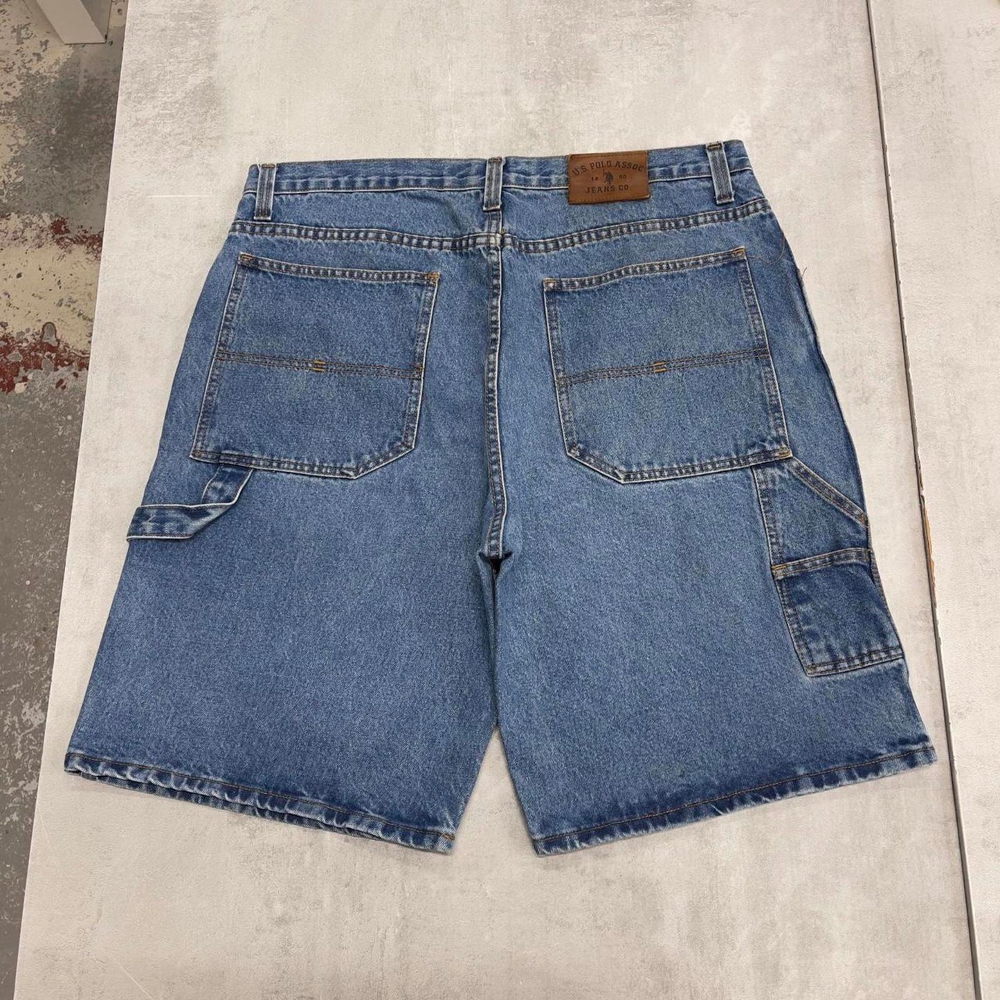 Baggy Polo Assn carpenter jorts W38 wide leg denim 90s style cargo skater shorts