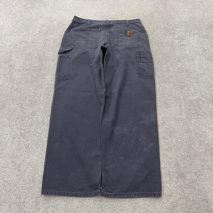 Vintage baggy Carhartt carpenter pants y2k navy Loose leg 100% cotton skater style workwear