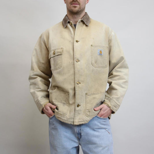 Vintage Carhartt Michigan jacket XXL blanket lined canvas chore coat distressed