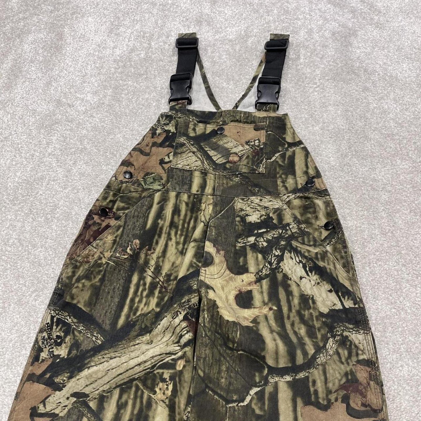 Y2k Mossy Oak camo dungarees green Russell Outdoors tree camouflage bib overalls