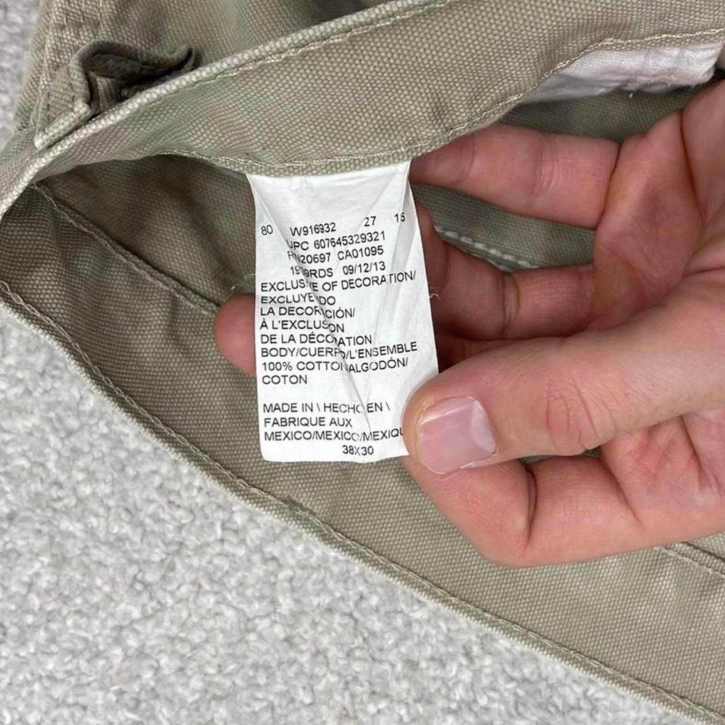 Dickies carpenter jeans W38L30 beige loose canvas 90s skate style cargo pants