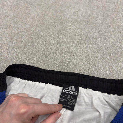 Vintage Y2K baggy Adidas tracksuit bottoms black Embroidered logo lined stripe track pants