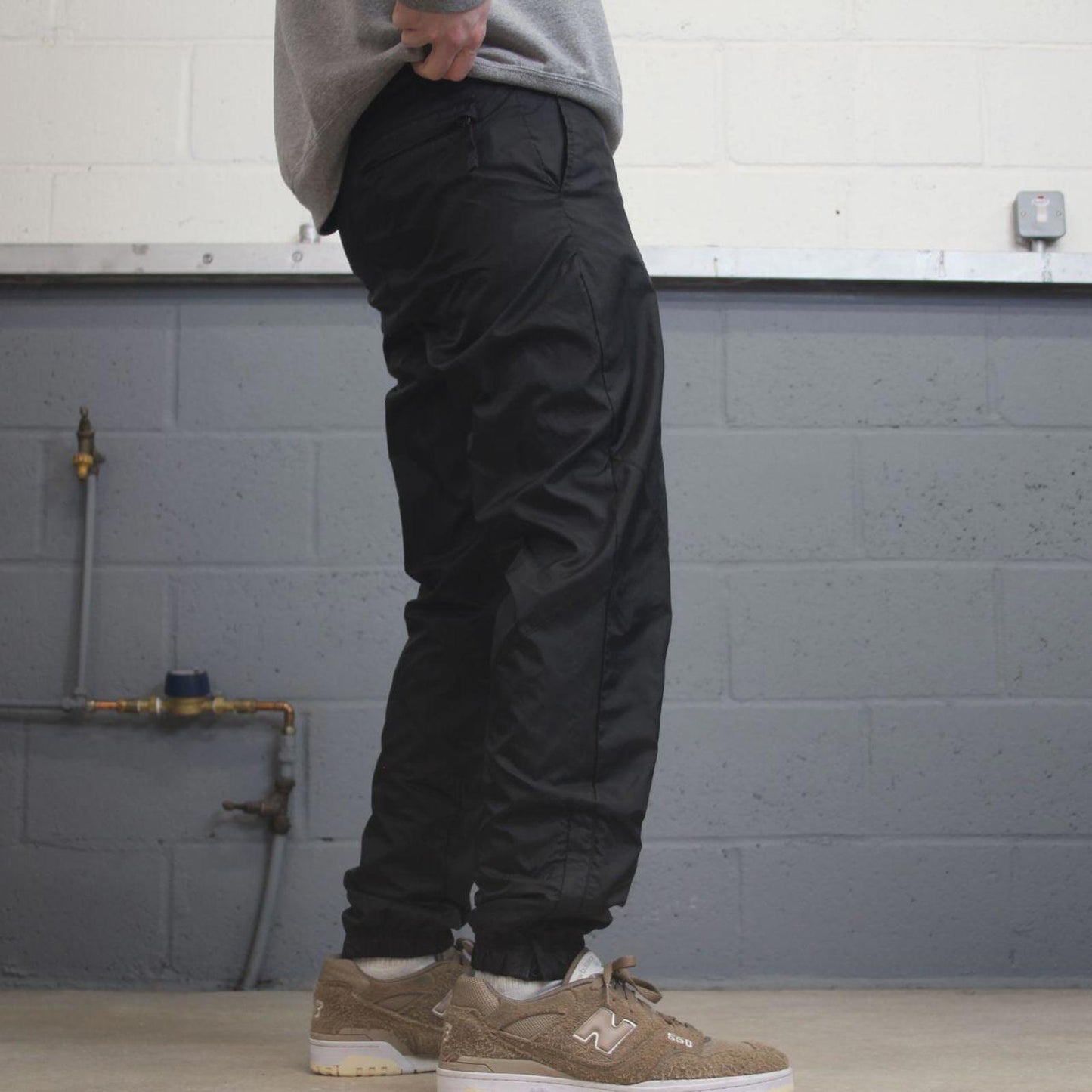 Vintage y2k Nike tracksuit bottoms black Soft shell mesh lined embroidered logo track pants