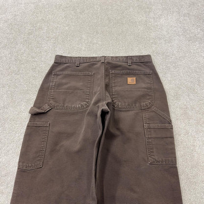 Brown baggy vintage Carhartt carpenter jeans y2k Loose leg canvas skater style workwear