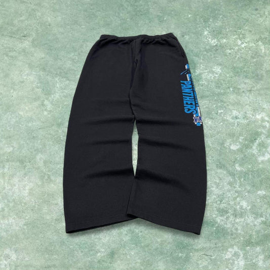 Y2k NFL baggy sweatpants joggers wide leg black Large Loose Carolina Panthers tracksuit bottoms