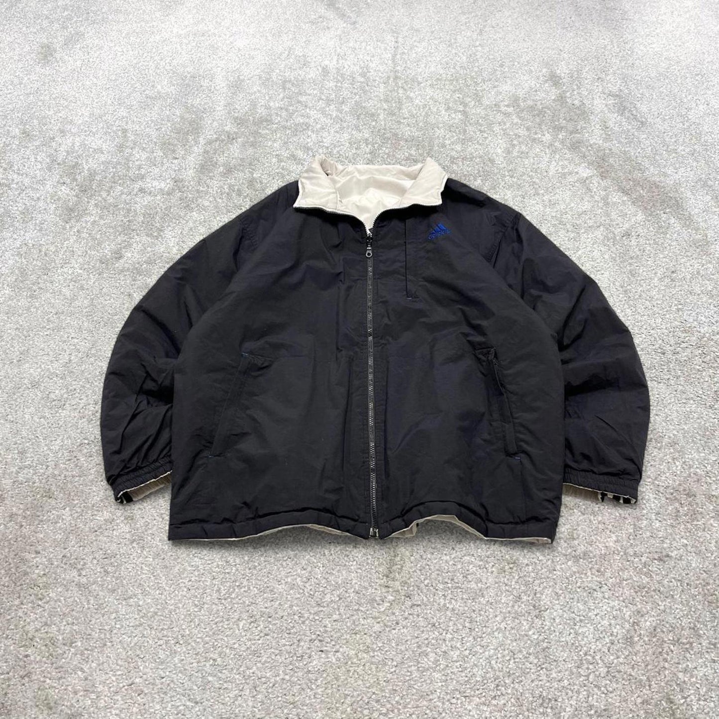 Vintage Y2K adidas reversible windbreaker jacket Padded embroidered side stripe technical coat