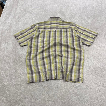 Y2K boxy fit checkered shirt short sleeve green Columbia surf style check shirt summer festival