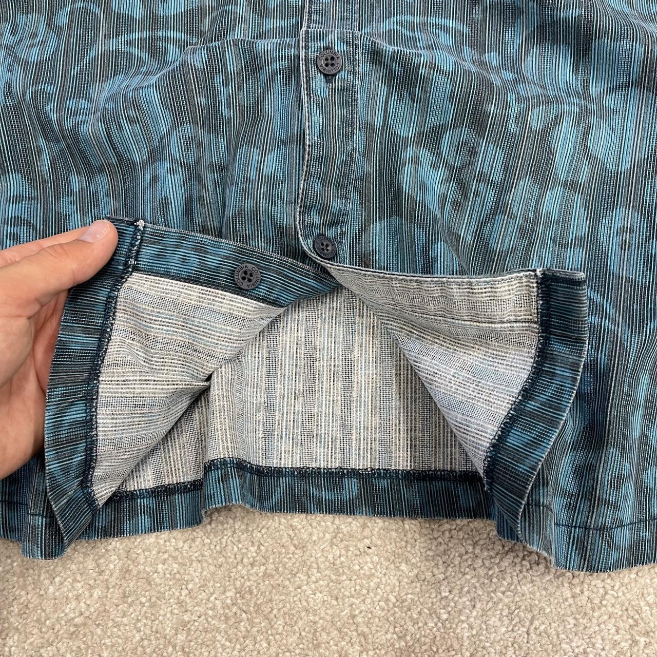 Columbia funky corduroy short sleeve shirt blue Y2K patterned festival surf style summer shirt