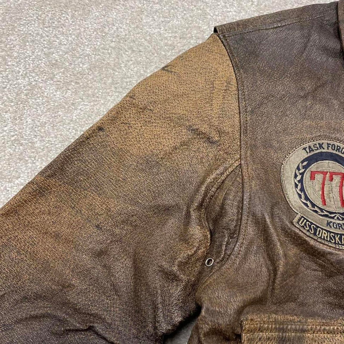 Vintage leather flight aviator bomber jacket brown Fiori boxy genuine leather A-2 style flying coat