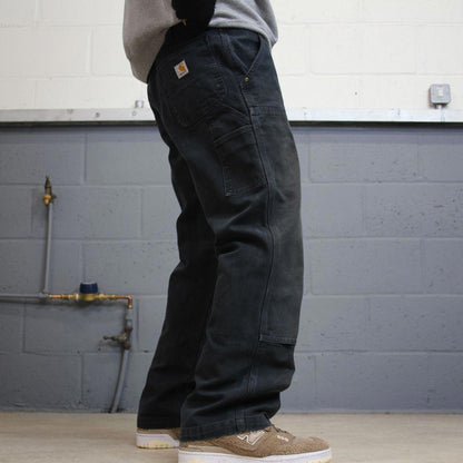 Carhartt double knee carpenter jeans black canvas W34L30 90s style thick loose leg cargos