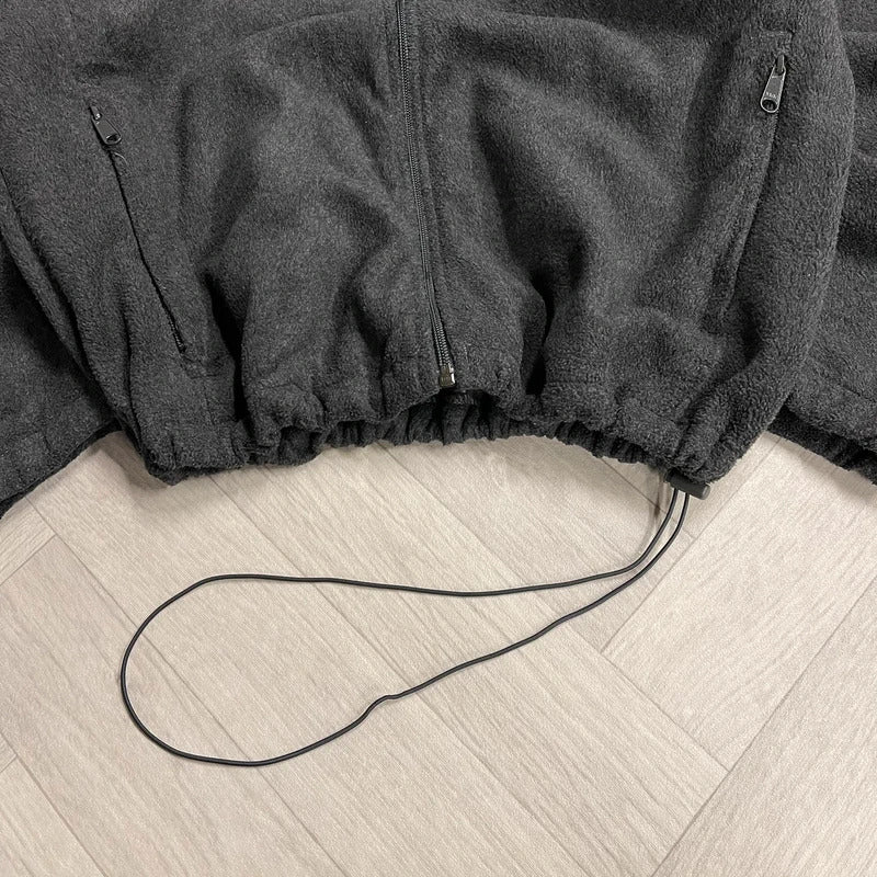 Y2K Columbia technical fleece L men’s grey full zip up autumn adjustable waist