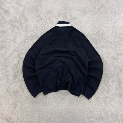 Black Adidas technical fleece Medium 1/4 zip pull over y2k autumn style lightweight zip up striped