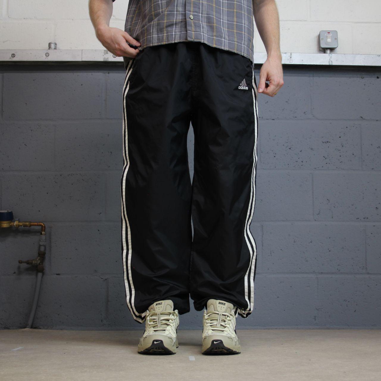 Vintage y2k Adidas tracksuit bottoms black Embroidered side stripe track pants