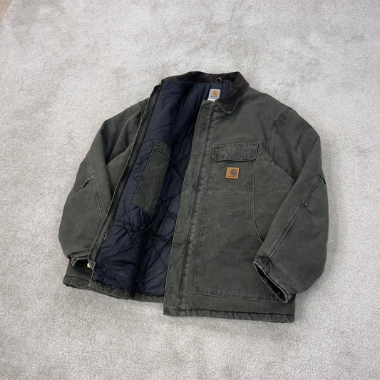 Vintage green Carhartt jacket XL canvas arctic quilt lined chore coat sandstone