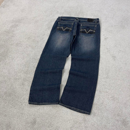 Blue Xtreme Couture jeans W36L30 blue loose y2k 00s style jeans embroidered stitch detail