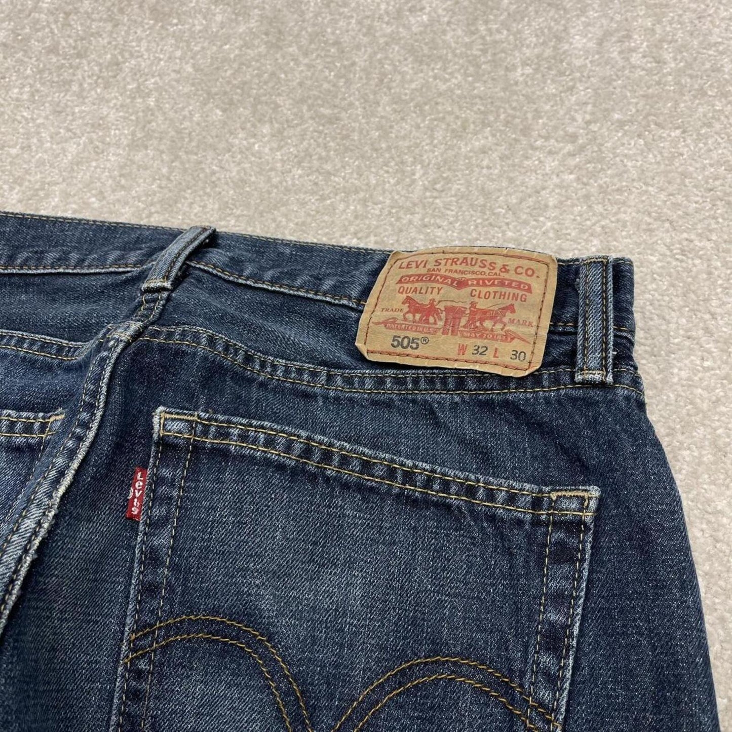 Y2k Levi's 505 jeans straight leg blue Casual denim pants red tab logo