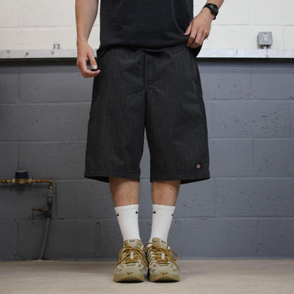 Dickies baggy checkered shorts carpenter black grey Check surf style skater shorts long leg