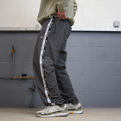 Y2k baggy Champion tracksuit bottoms 2XL loose grey trackies 00s style joggers stripe track pants