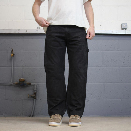 Loose Dickies carpenter jeans W32L30 90s skate style black thick canvas cargos