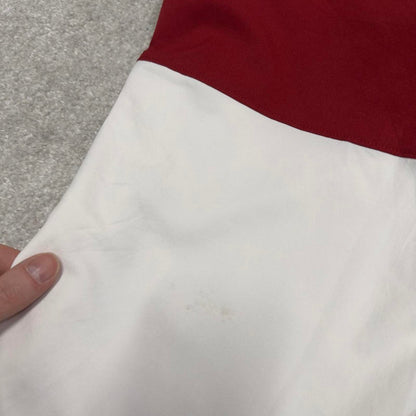 Vintage y2k loose Nike tracksuit bottoms red white Floaty leg mesh lined print logo gym track pants