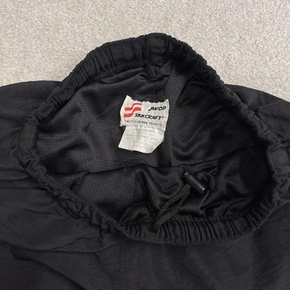 Vintage baggy tracksuit bottoms cuffed black Loose JWOD mesh lined double knee track pants