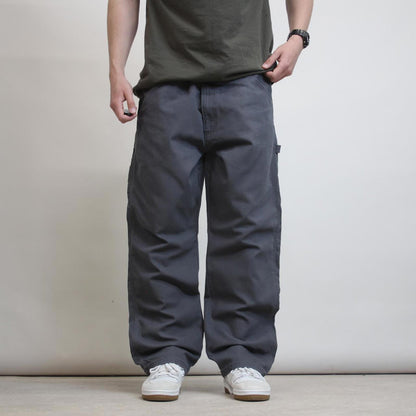 Grey Wrangler carpenter jeans W40 L30 Grey baggy skater cargo trousers patch logo