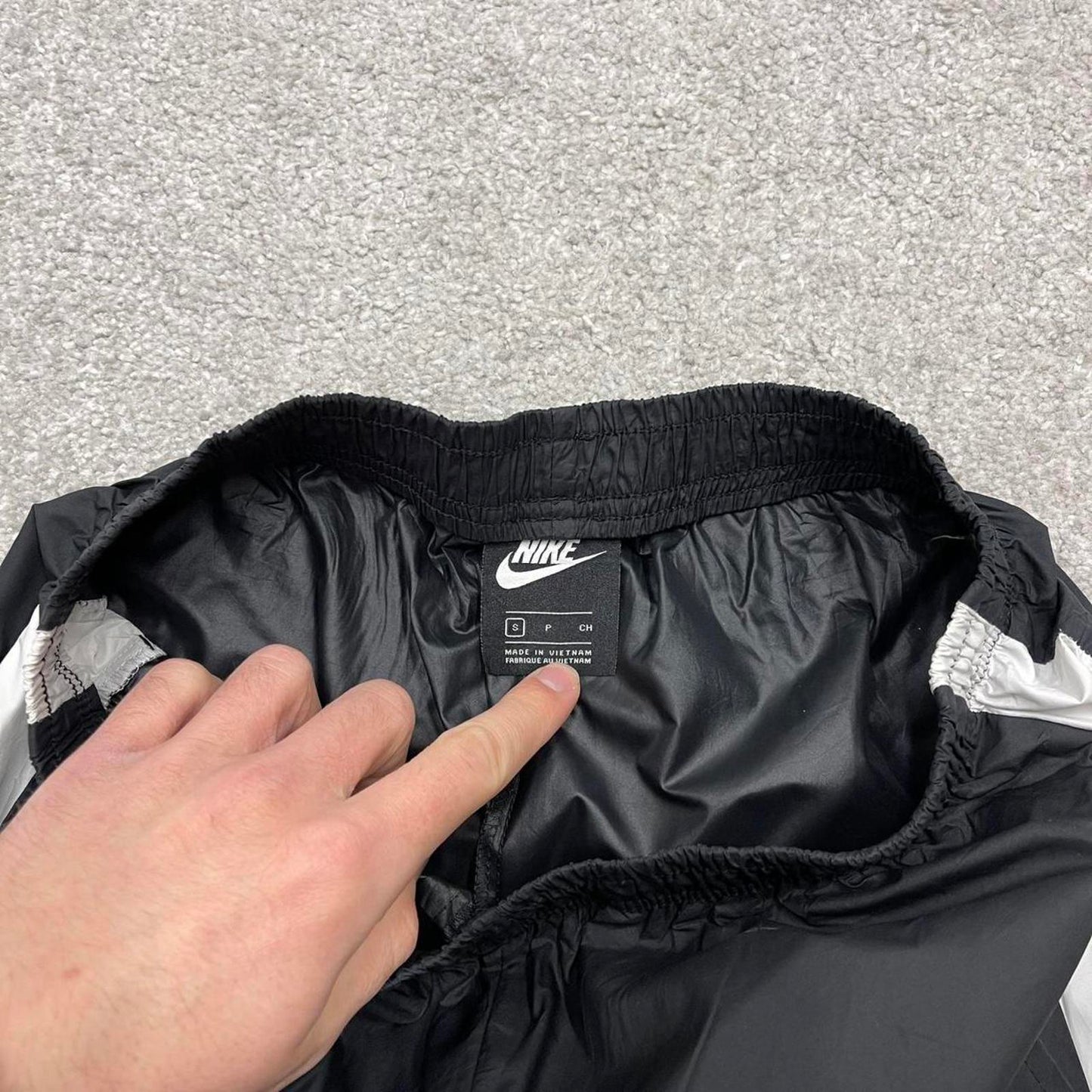 Y2k Nike tracksuit bottoms black Lightweight floaty leg print logo track pants