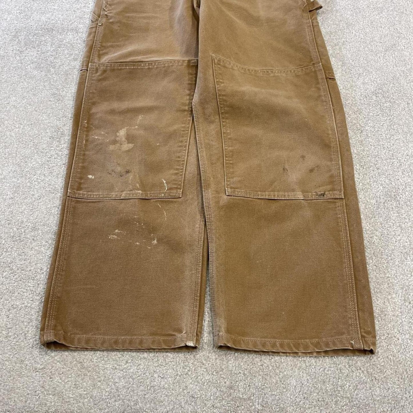 Vintage Carhartt dungarees tan brown overalls Bib & brace utility workwear farmer
