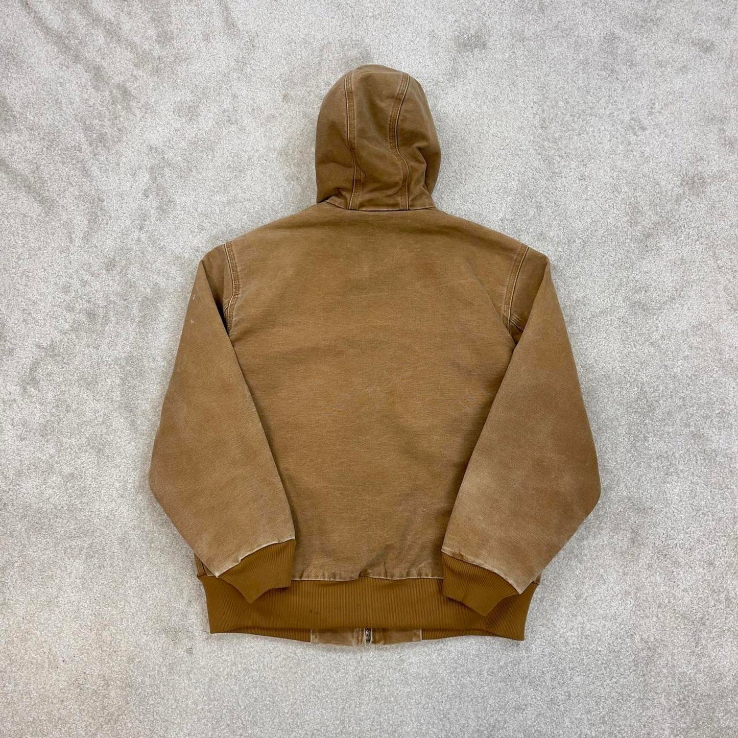 Sand brown Women's Carhartt hooded active jacket Large canvas work coat