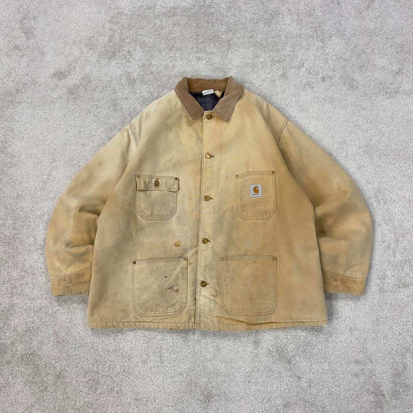 Vintage Carhartt Michigan jacket XXL tan chore canvas worker coat
