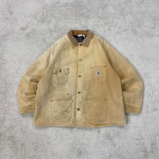Vintage Carhartt Michigan jacket XXL tan chore canvas worker coat