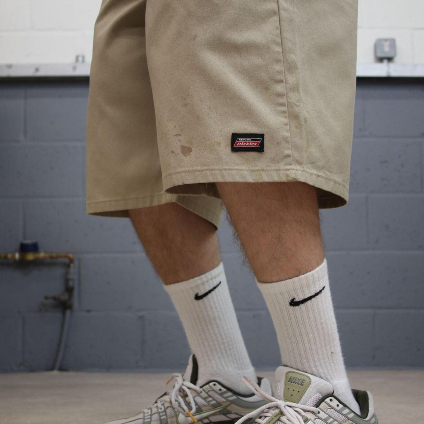 baggy Dickies carpenter shorts khaki Twill chino skater style shorts wide long leg