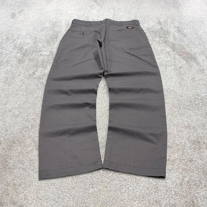 Grey Dickies carpenter pants W32L30 slim taper cargo 90s skate style pants patch logo