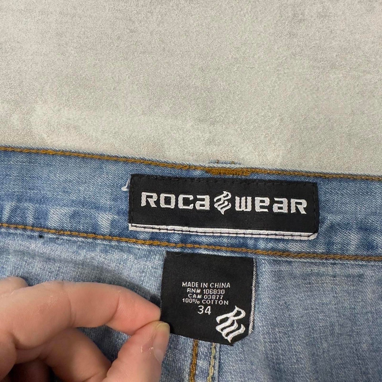 Baggy Blue Rocawear jeans W36 L33 90s loose skater style hip hop jeans embroidered logo