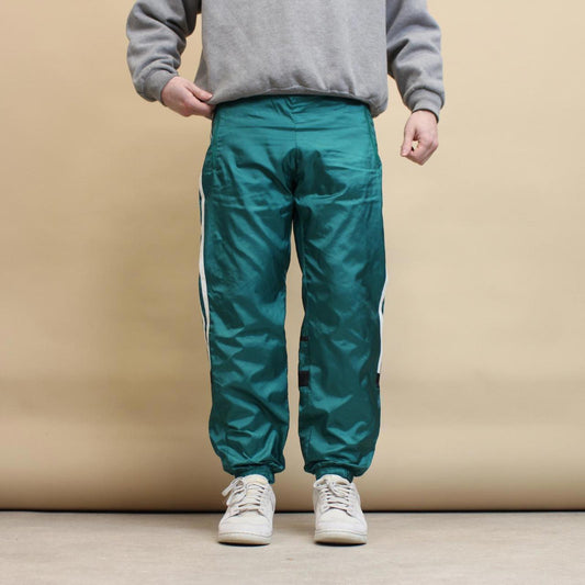 Adidas tracksuit bottoms S green y2k 90s style soft lined side stripe trackies