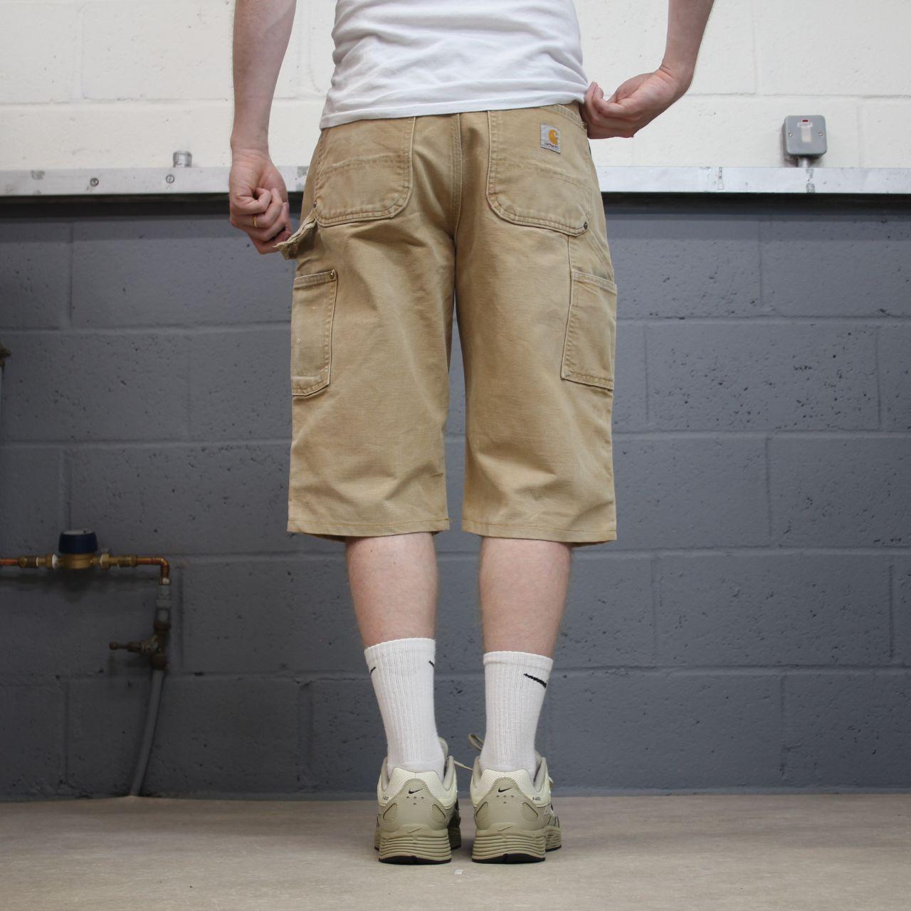 Carhartt carpenter shorts double knee tan Long canvas skater style cargo work jorts