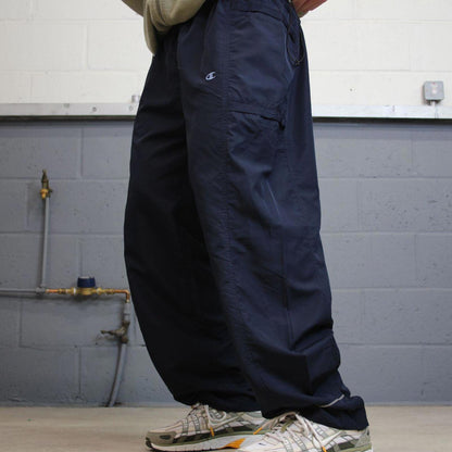 Vintage y2k baggy Champion tracksuit bottoms navy Loose unlined embroidered track pants