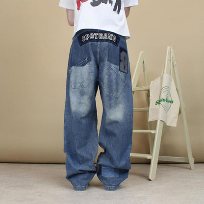 Baggy embroidered y2k style jeans W31L33 Small loose Spotgang Spotwear