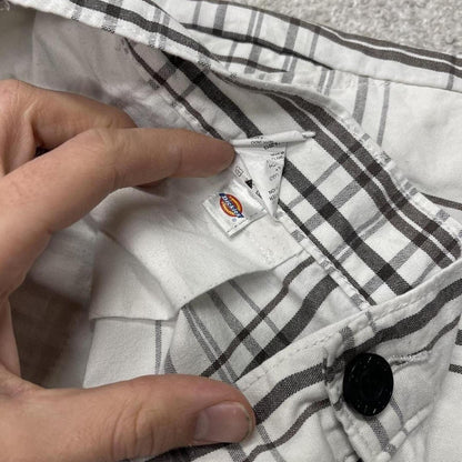 Y2k checkered Dickies chino shorts skater style white W38 Loose check summer festival shorts