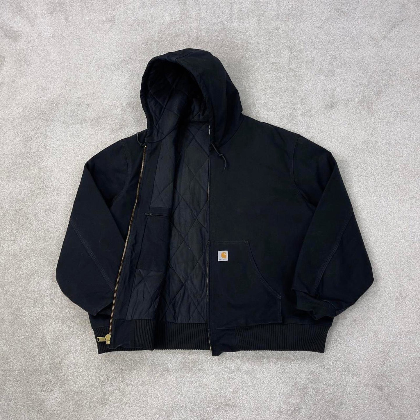 Black Carhartt hooded active jacket 3XL canvas bomber American